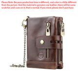 Royal Bagger RFID Short Wallet Purse for Men, Genuine Leather Business Clutch Bag Card Holder Coin Purses, with Chain Strap 1704