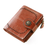 Royal Bagger RFID Short Wallets for Women Smooth Genuine Cow Leather Female Purse Korea Fashion Card Holder Small Pocket Elegant