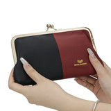 Royal Bagger RFID Contrast Clutch Purses for Women, Leather Evening Bag with Kiss Lock, Multi Layer Mobile Phone Wallet 1868