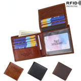 Royal Bagger RFID Blocking Short Wallets for Men Crazy Horse Leather Cowhide Card Holder Vintage Trifold Male Wallet Purse 1469